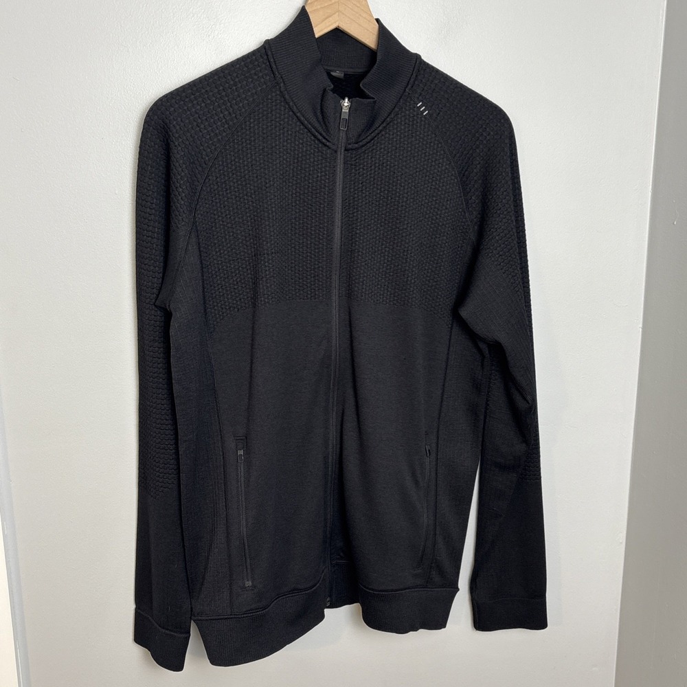 Lululemon Engineered Warmth Jacket Men's Large Black Merino Wool Full Zip